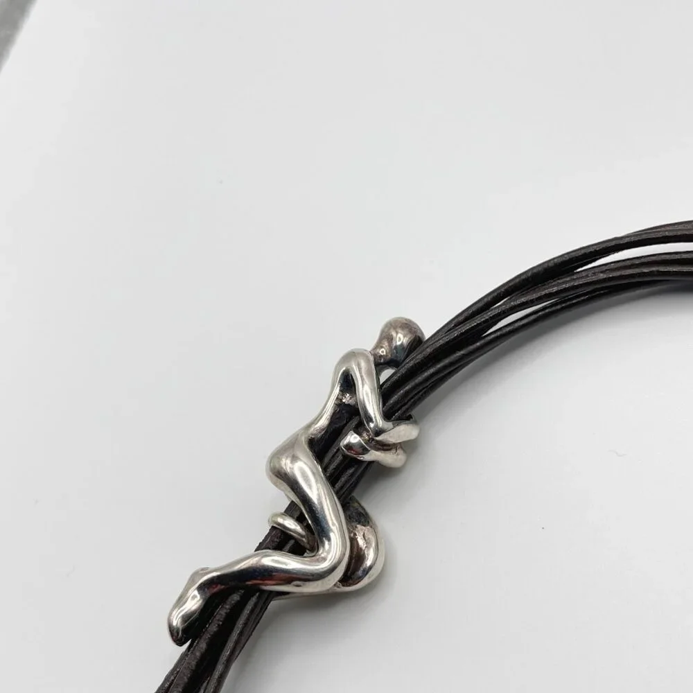 UNO de 50 Leather Silver plated Necklace Skalator Woman Climb BOHO Tassel Dangle - Picture 8 of 16